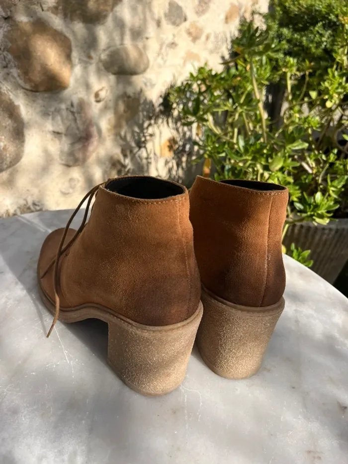 Bata - Bottines en nubuck marron camel style bohème vintage - photo numéro 5