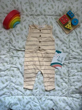 combinaison légère beige rayures zara 3/6 mois