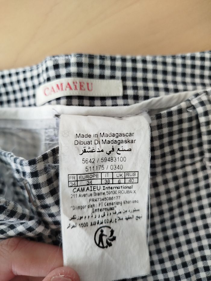 Pantalon à carreaux noir et blanc 
Camaïeu 
Taille XS - photo numéro 4