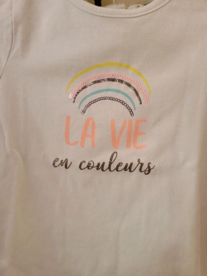 T-shirt manches longues fille 18 mois tape à l'œil très peu porté - photo numéro 3