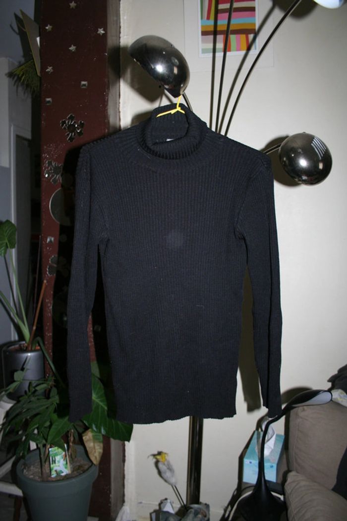 🌸Pull laine noire côtelé à col roulé indémodable "Taille 38" Etam "🌸 - photo numéro 2