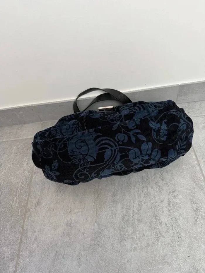 Sac à main Longchamp cuir et velours noir et bleu édition limité neuf - photo numéro 4
