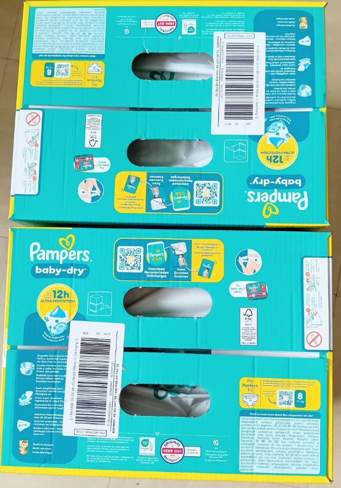2 cartons pampers baby dry taille 8. - photo numéro 2