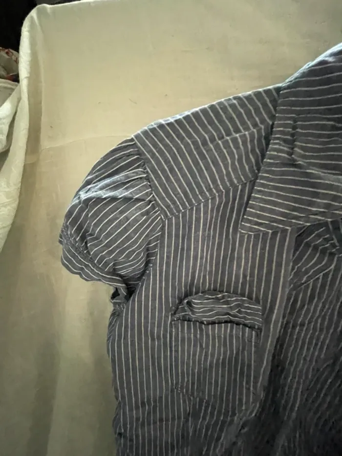Chemise Stradivarius bleu à rayures blanches – T.XL - photo numéro 4