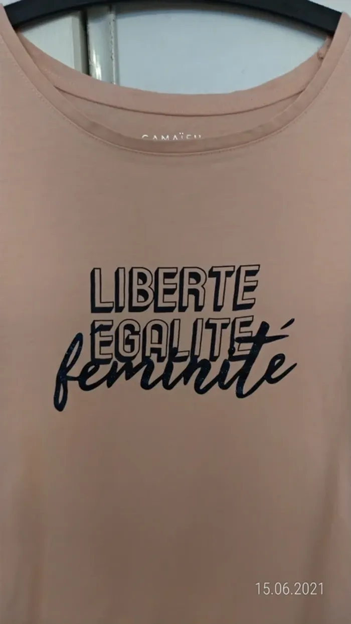 T-shirt manches courtes rose pâle / abricot - photo numéro 2