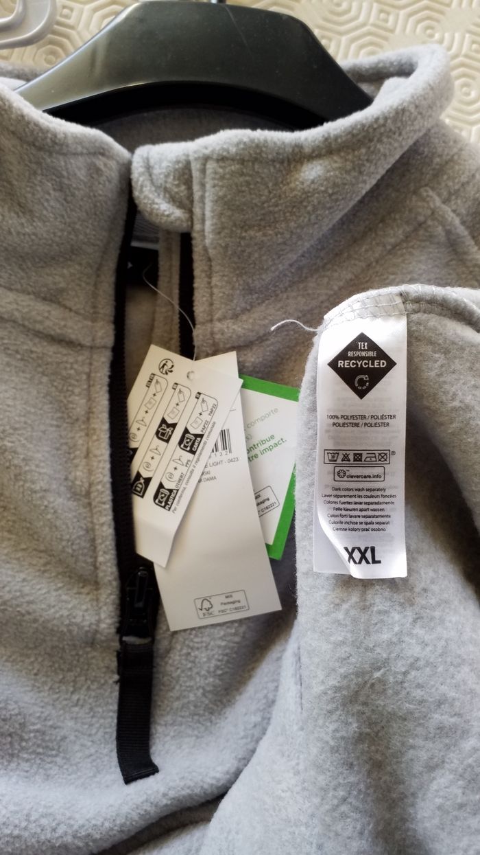 Sweat polaire gris col zippé taille XXL neuf - photo numéro 2