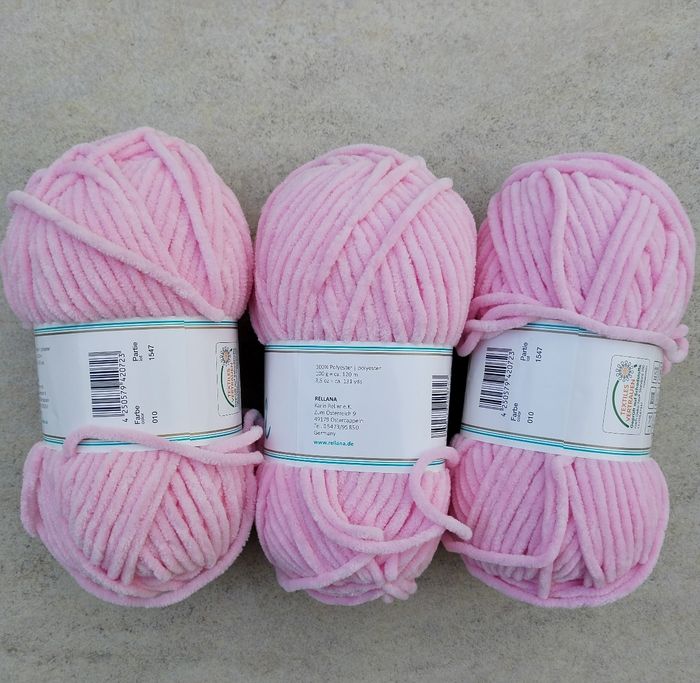 Lot de 3 pelotes de Laine chenille /velours rose Neuf