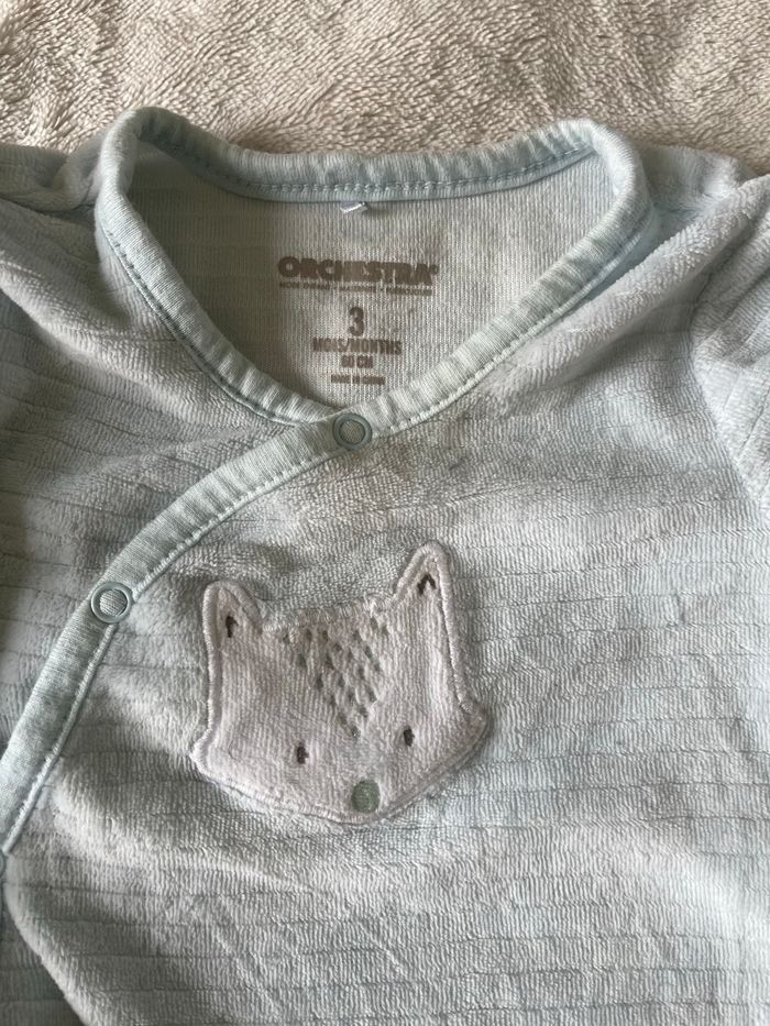 Lot de 3 pyjamas velours taille 3 mois (OBAÏBI, ORCHESTRA, TEX) - photo numéro 4