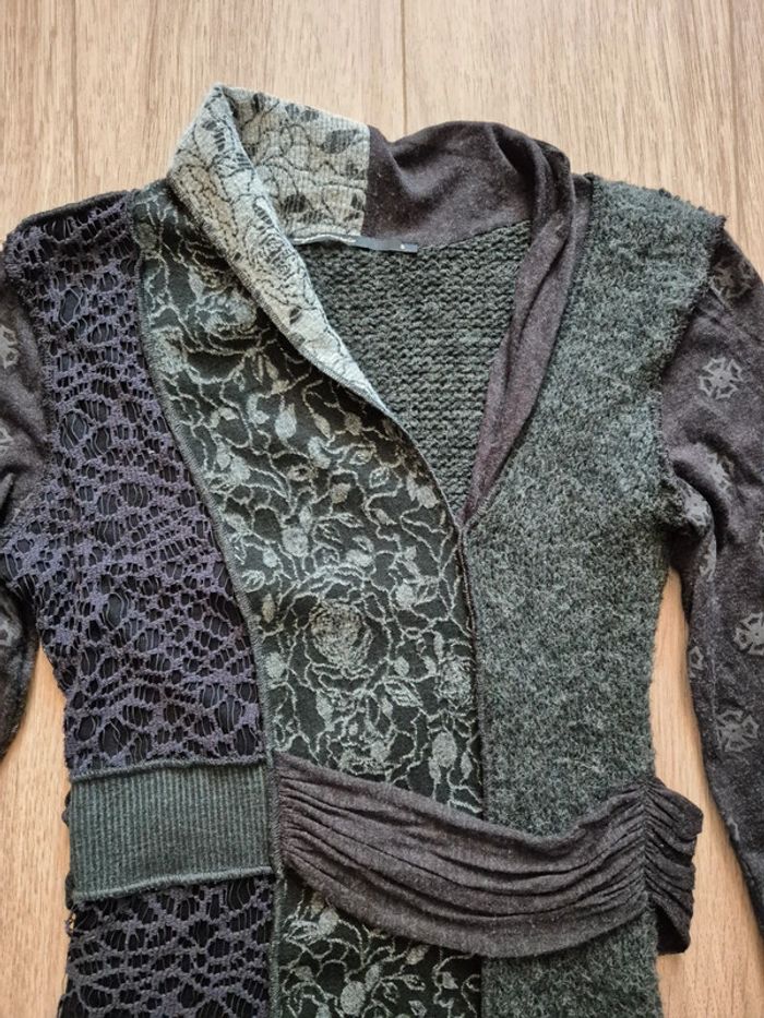 Robe pull grise originale manches longues - photo numéro 3