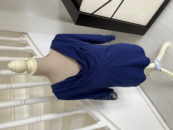 T shirt manches 3/4 BPC bleu marine avec décolleté et dentelle