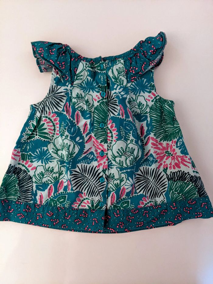 Tunique blouse fleurs feuillage DPAM 24 mois 86 cm - photo numéro 2