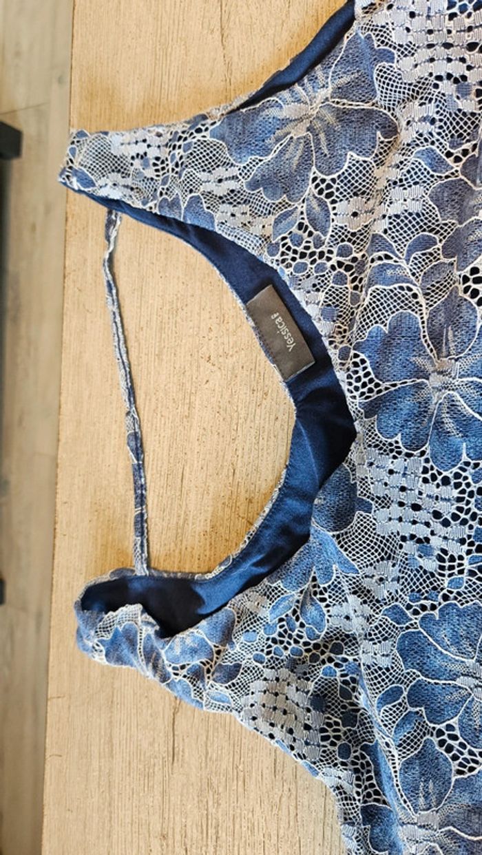 Débardeur bleu avec broderie blanche, Yessica, taille S, nickel - photo numéro 6
