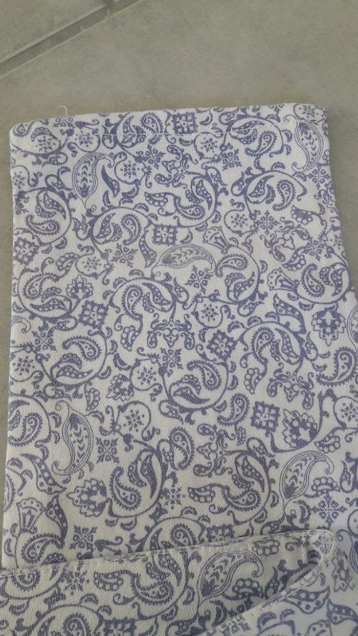 Jeans femme blanc motif arabesque bleu 3suisses 40 tres bon etat - photo numéro 4
