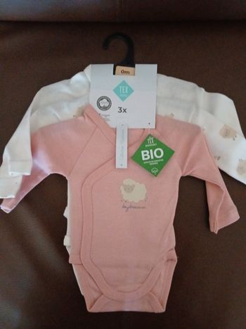 lot de 3 bodies fille manches longues 0 mois