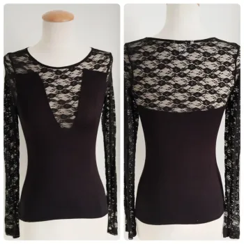 Magnifique blouse manches longues et décolleté en dentelle H&M taille S