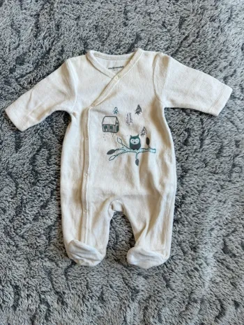 Pyjamas en velours thème hiboux - taille 50 cm