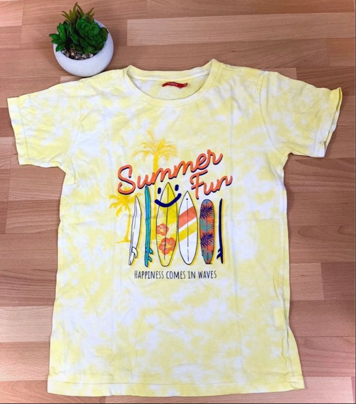 T-shirt Tissaia Jaune | Surf & Plage | Taille 14 ans | Tache légère - photo numéro 2