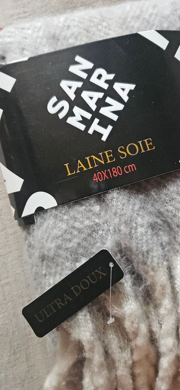 Écharpe/étole San Marina laine et soie grise chevron - photo numéro 2