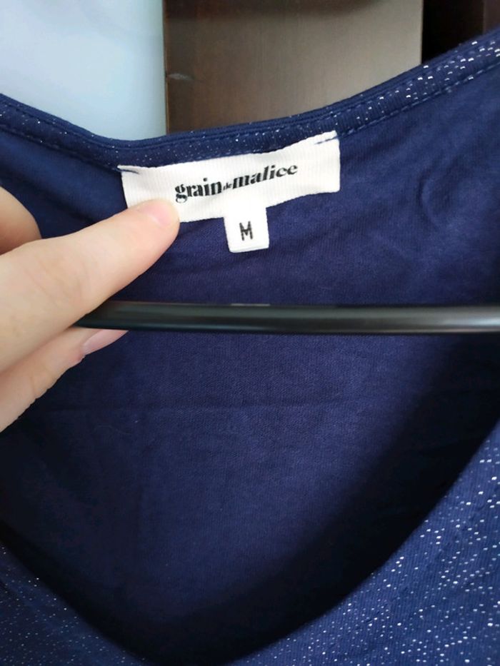 T-shirt ML bleu paillettes - photo numéro 2