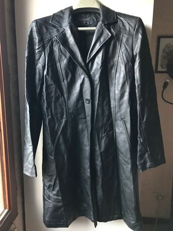 manteau long en cuir Kiabi