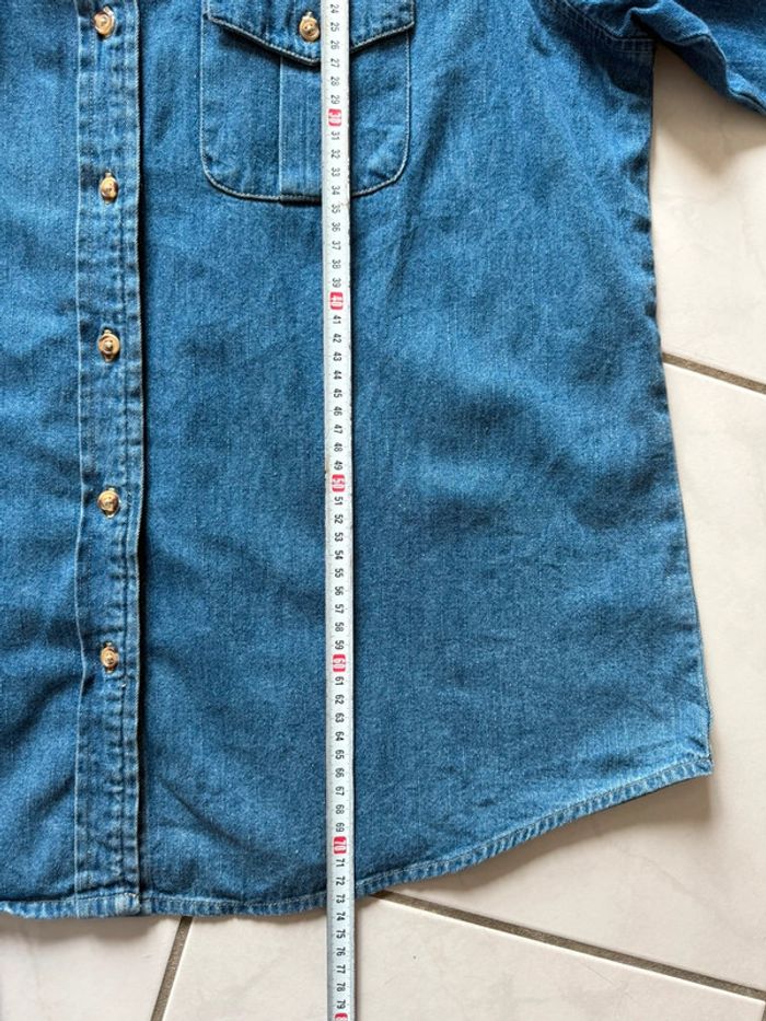 Chemise en jean denim manches courtes Sage collection vintage usa taille L top état - photo numéro 8
