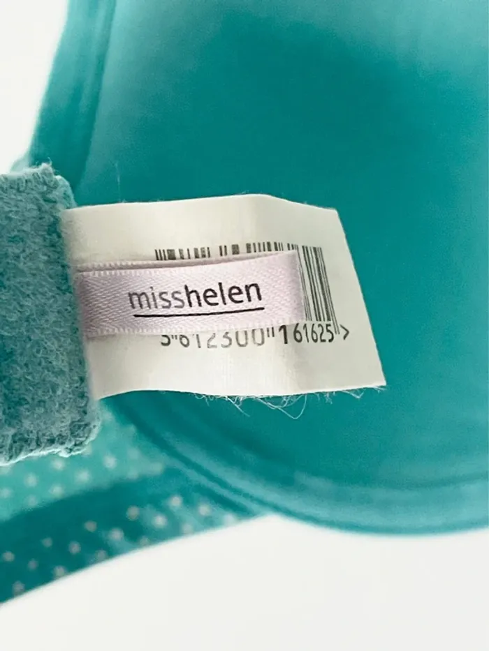 Soutien-gorge Miss Helen de chez Monoprix taille 90B turquoise à pois blancs - photo numéro 9