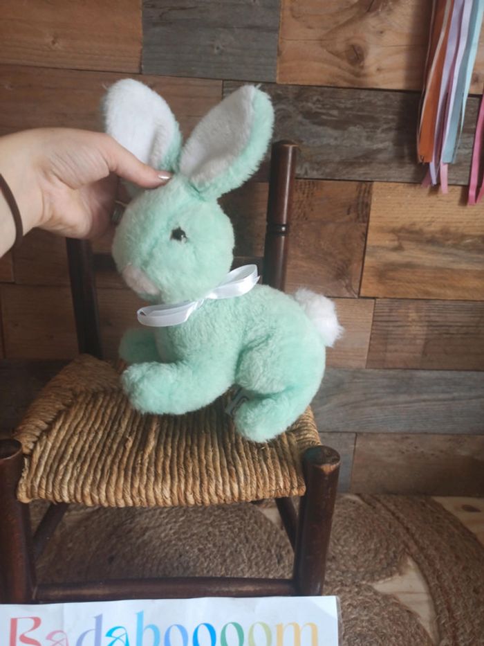 Peluche lapin vert ajena vintage tbe - photo numéro 2