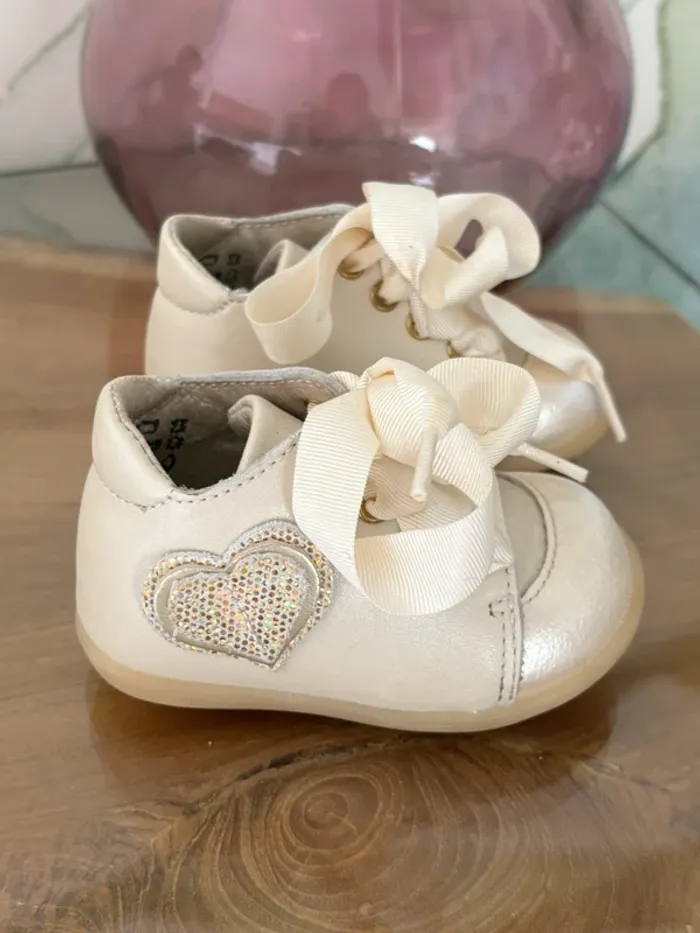 Chaussures filles beige doré cœur 18 Little Mary - photo numéro 2