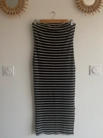 Robe tube rayé noir et blanc