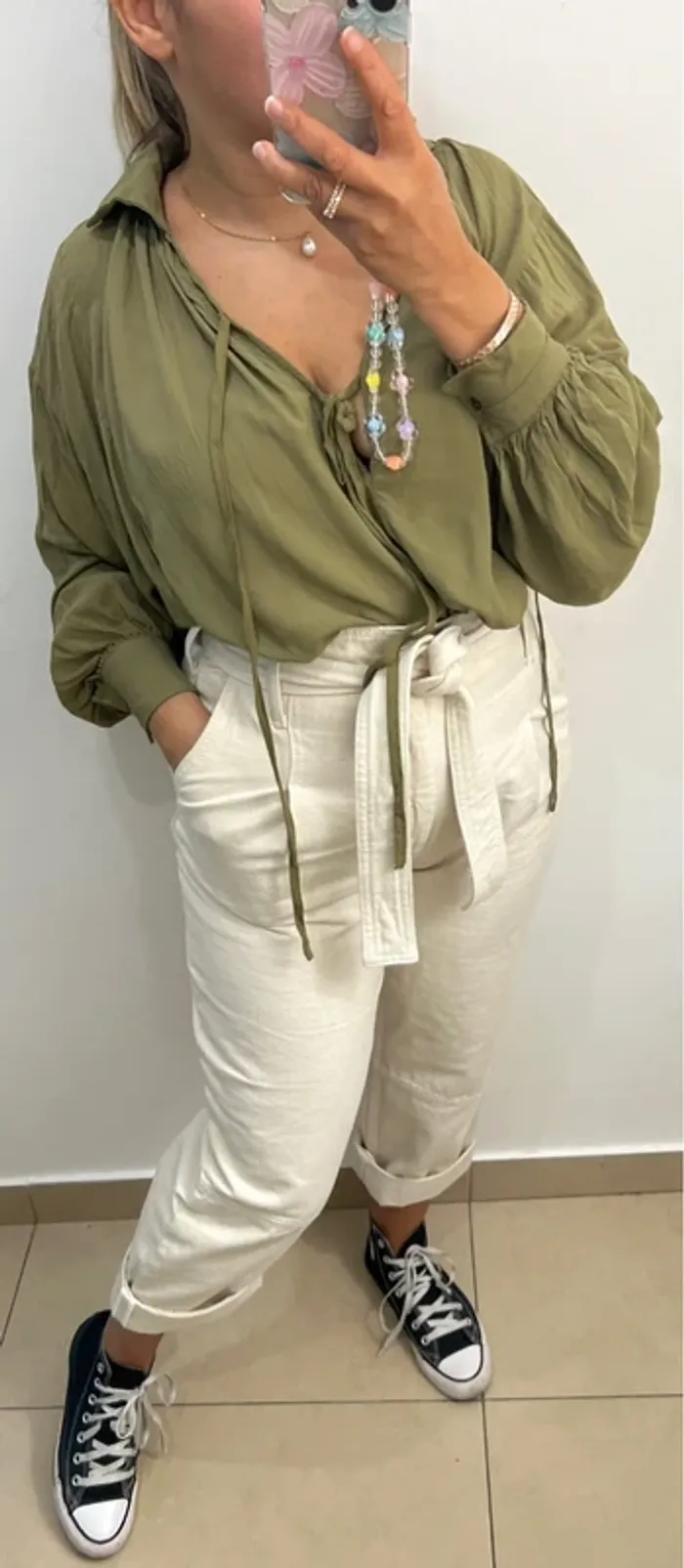 Blouse Kaki Fluide Sfera - photo numéro 4