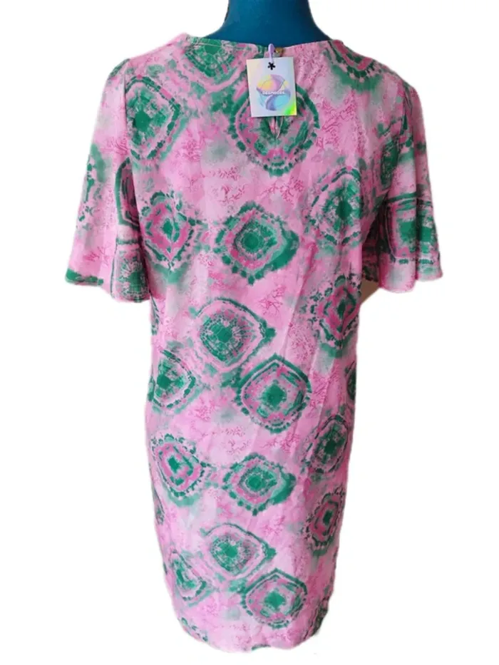 Robe tunique Tie and Dye rose et verte - photo numéro 8