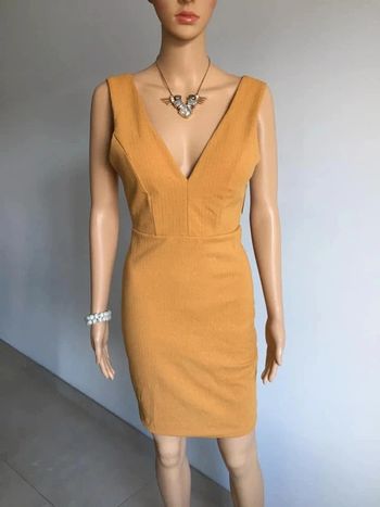 Robe moutarde et dorée neuve sans manches Apple Time taille unique