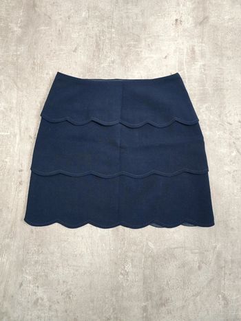 Jupe Sandro bleu marine à volants ondulés taille 36 S chic