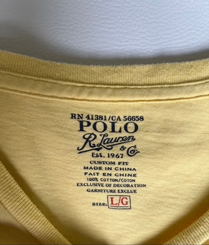T-shirt Ralph Lauren col rond jaune homme taille L - photo numéro 5