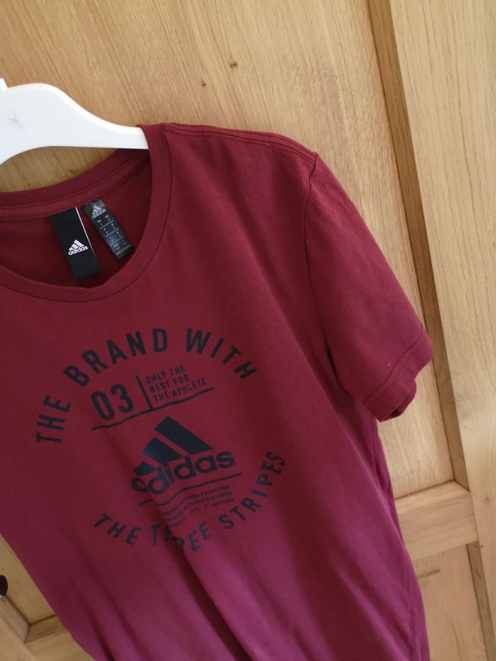 T-shirt Adidas en bordeaux imprimé noir S - photo numéro 5