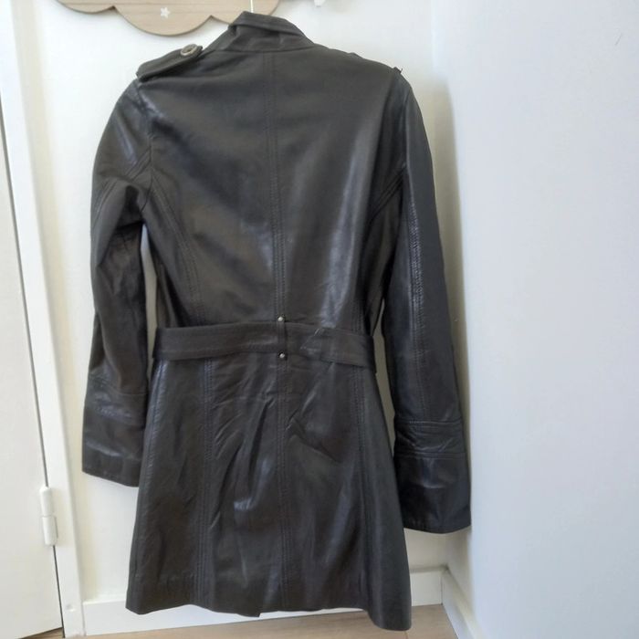 Veste cuir noire mi-longue Forestland 36 38 - photo numéro 2