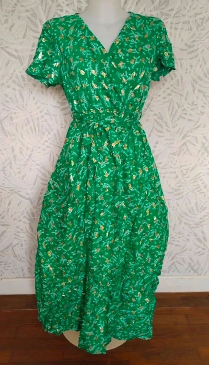 Magnifique robe longue femme été avec dorures taille 36 38 S M