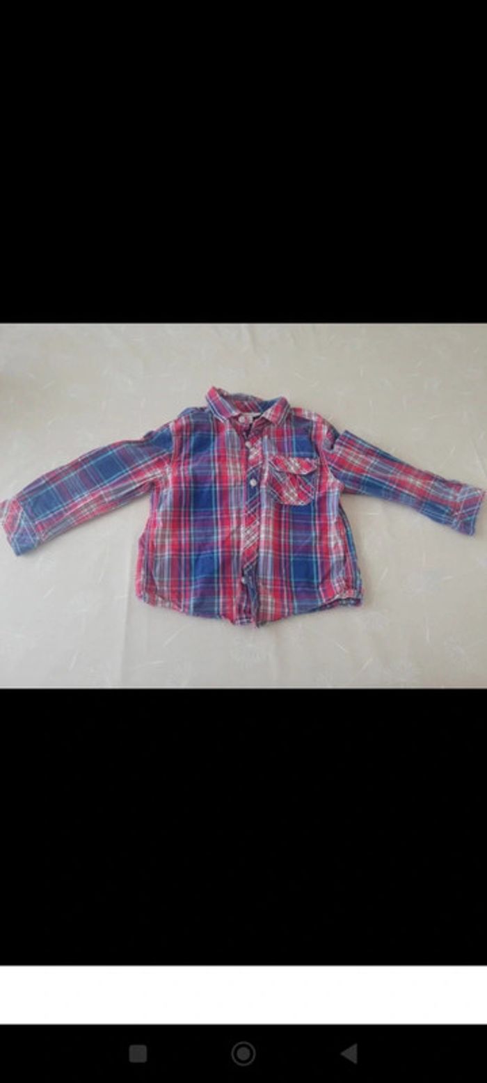 Chemise à carreaux bleu/rouge manches longues kidkanai 4 ans 2€5