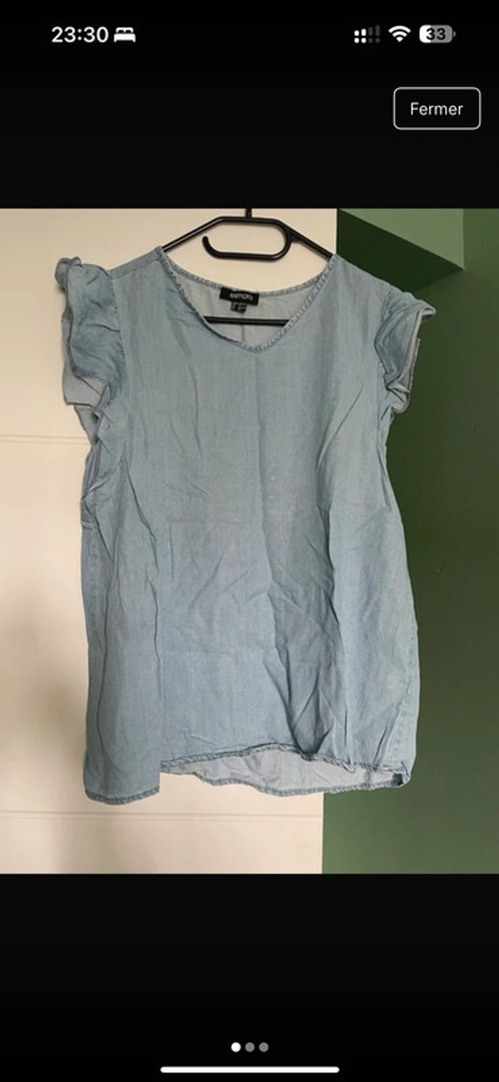 Blouse fluide manches bleue