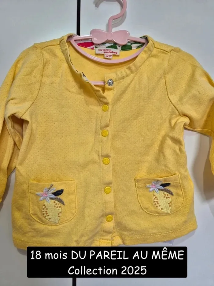 Collection 2025 Du pareil au même 18 mois 80 cm cardigan jaune gilet brodé - photo numéro 2