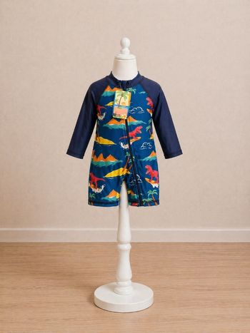 Maillot de bain protection UV plage piscine enfant bleu marine dinosaure