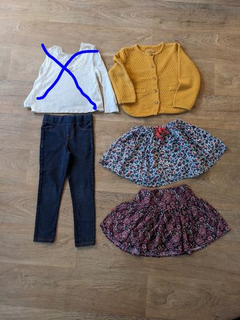 Lot de 5 vetements fille 5 ans sergent major, monoprix, okaidi