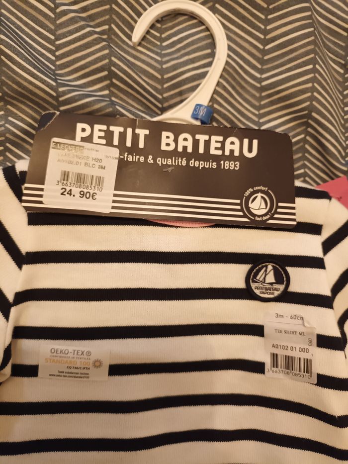 Pull marinière neuf 3 mois petit bateau - photo numéro 2