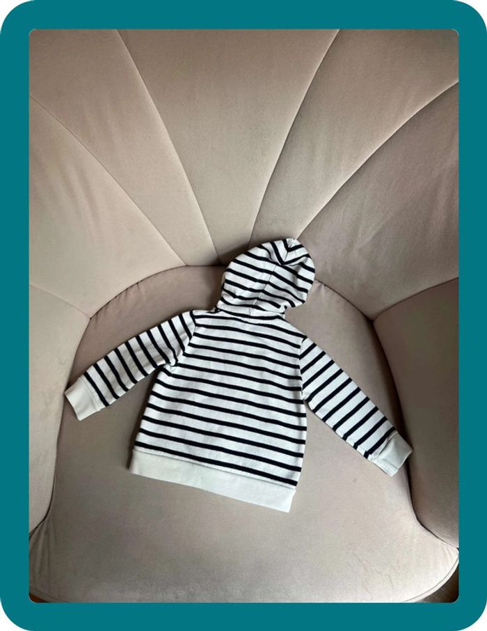 Sweat zippé à capuche marinière 12 mois - Petit Bateau - photo numéro 6