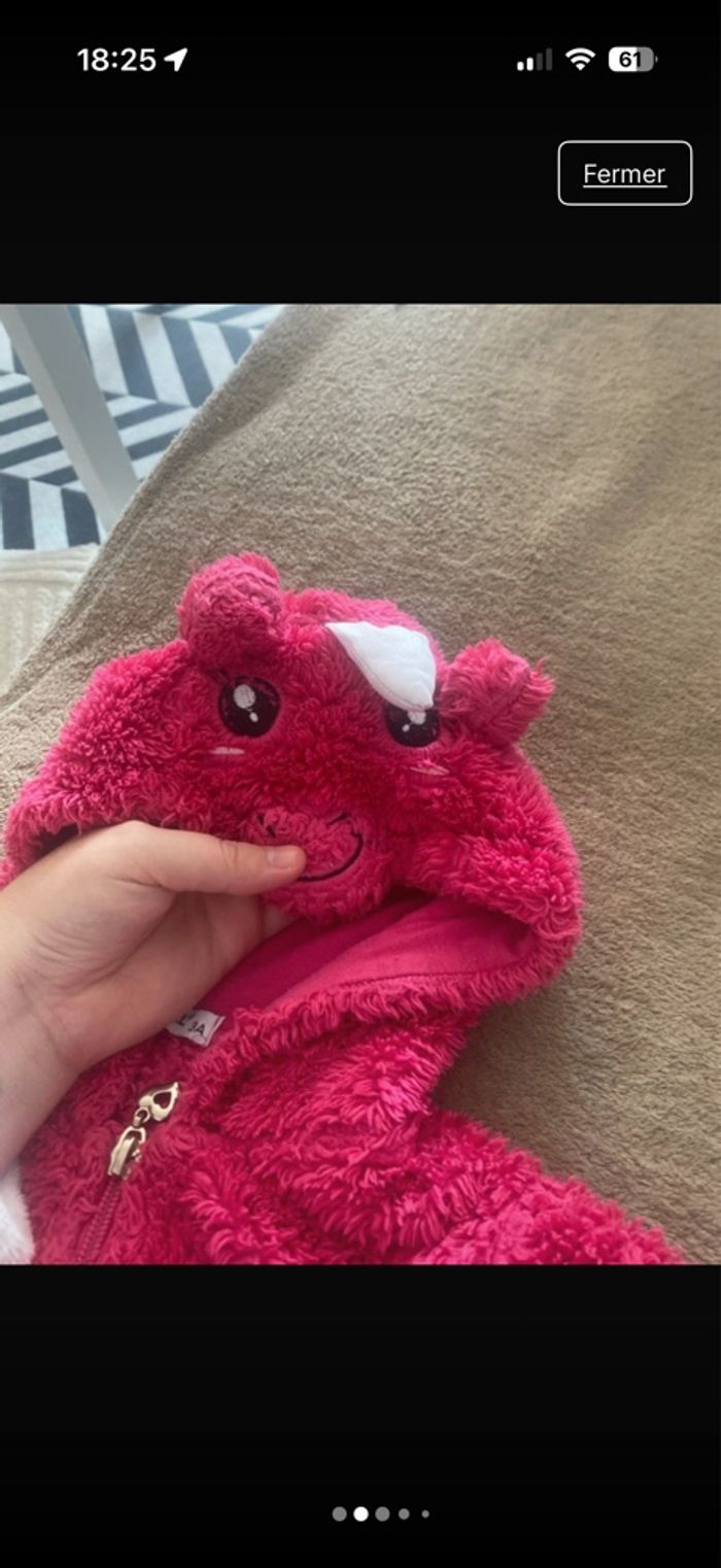 Veste licorne fille polaire 3 ans