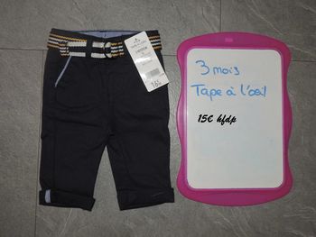 pantalon tape à l'oeil taille 3 mois bleu marine