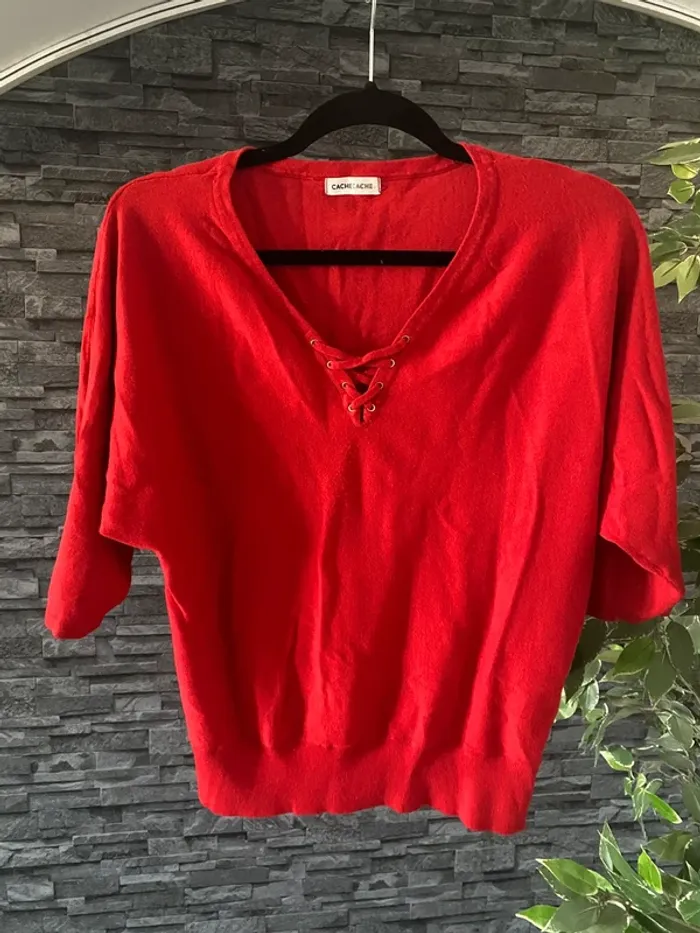 🌹Sublime pull léger rouge - Cache Cache taille M 🌹 - photo numéro 2