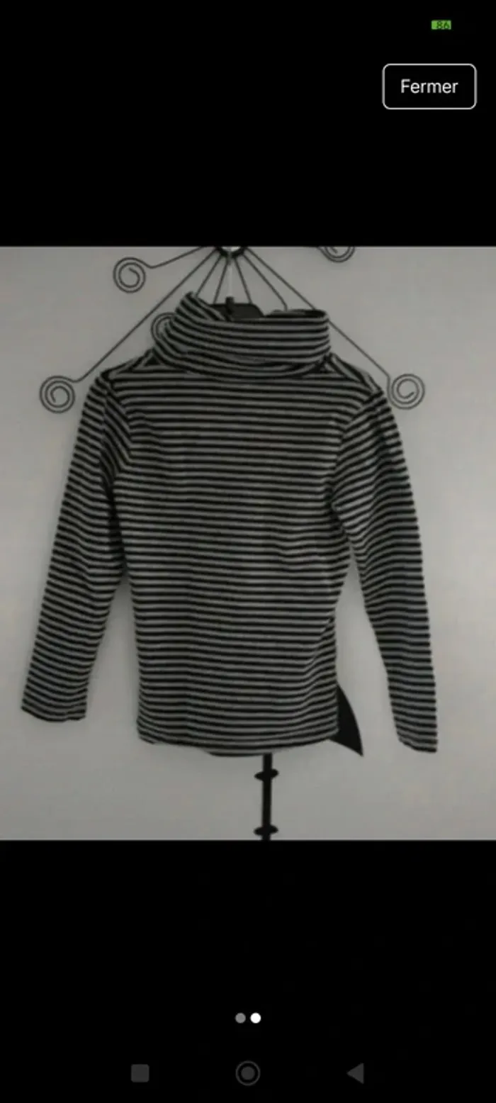 Pull à col roulé/sous-pull gris à rayures noires Verbaudet taille 6 ans - photo numéro 2