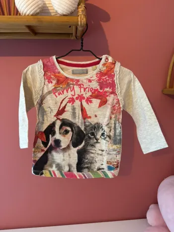 T-shirt longues manches furry friends 80/12m