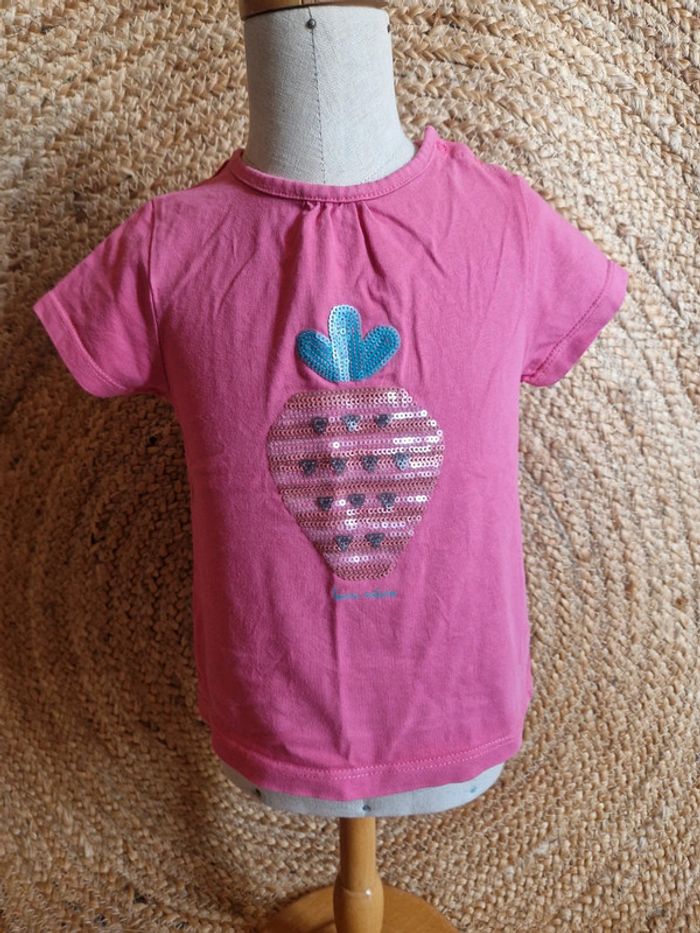 Jolie tee-shirt rose fraise fille obaibi 23 mois 86cm - photo numéro 2